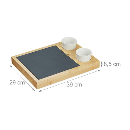 Cheese board in bamboo with accessories in 7 parts