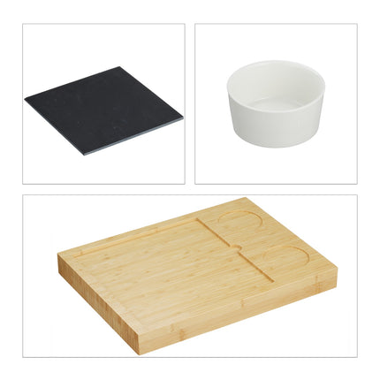 Cheese board in bamboo with accessories in 7 parts