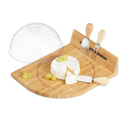 Cheese clock with board and cutlery