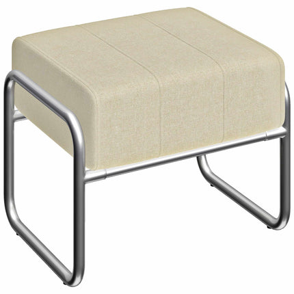 Chenille-Hocker, dickes Kissen, Stahlbeine, Beige