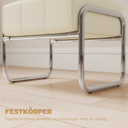 Chenille-Hocker, dickes Kissen, Stahlbeine, Beige
