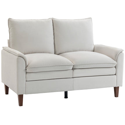 Chenille Loveseat Sofa, Cream, 24cm Cushion, High Back