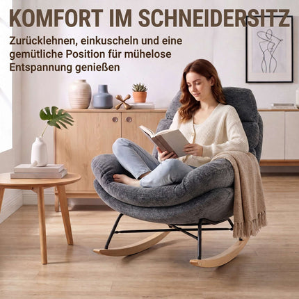 Chenille Rocking Chair with Cushions, Dark Grey