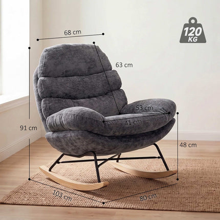 Chenille Rocking Chair with Cushions, Dark Grey