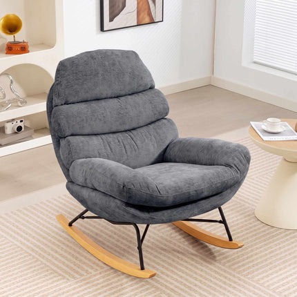 Chenille Rocking Chair with Cushions, Dark Grey