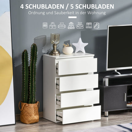 White dresser - Sideboard with 4 drawers with anti-tip
