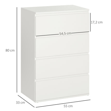 White dresser - Sideboard with 4 drawers with anti-tip