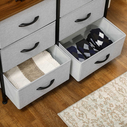 Graue Stoffbox mit 6 Schubladen – multifunktionales Aufbewahrungsmöbel