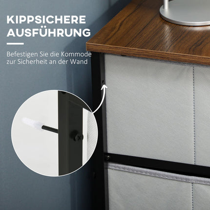 Graue Stoffbox mit 6 Schubladen – multifunktionales Aufbewahrungsmöbel