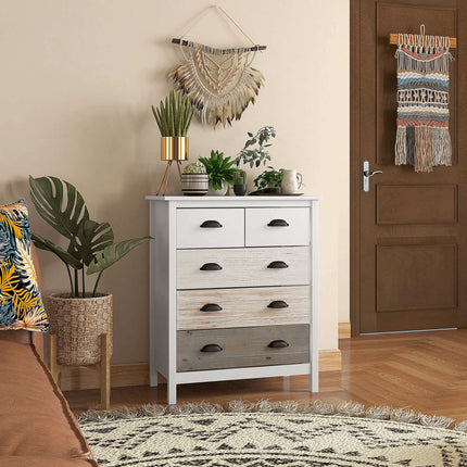 Weiße Kommode mit 5 Schubladen – Aufbewahrung für Schlafzimmer & Wohnzimmer