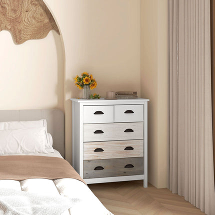 Weiße Kommode mit 5 Schubladen – Aufbewahrung für Schlafzimmer & Wohnzimmer