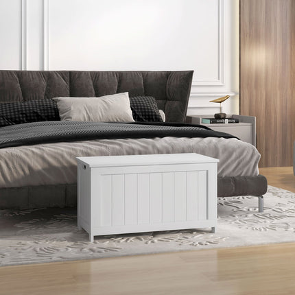 Weiße Aufbewahrungsbox mit Deckel und Griff – 81x40x46 cm