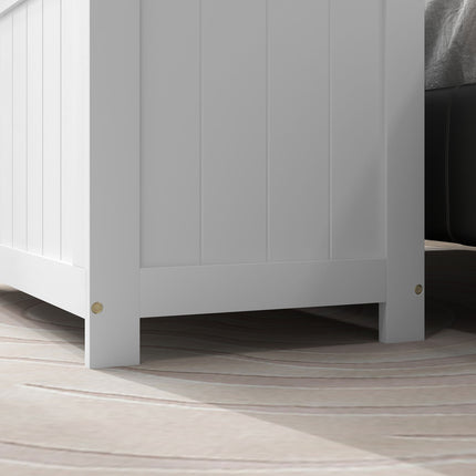 Weiße Aufbewahrungsbox mit Deckel und Griff – 81x40x46 cm