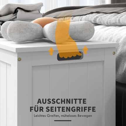 Weiße Aufbewahrungsbox mit Deckel und Griff – 81x40x46 cm