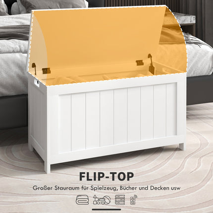 Weiße Aufbewahrungsbox mit Deckel und Griff – 81x40x46 cm