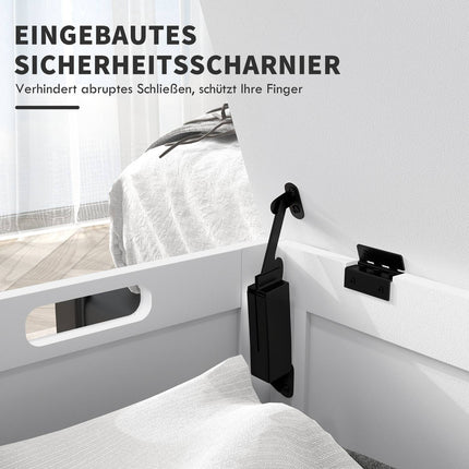 Weiße Aufbewahrungsbox mit Deckel und Griff – 81x40x46 cm