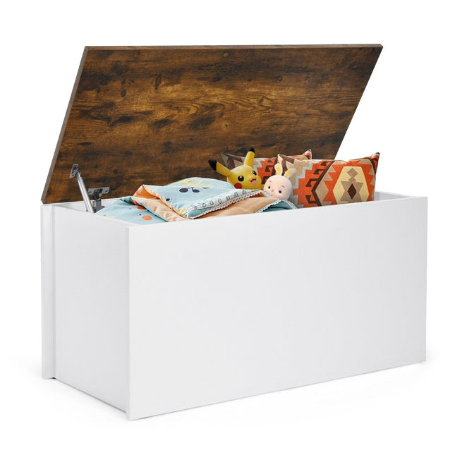 Truhenbank mit Stauraum, Sitzbank mit Deckel und Einklemmschutz, 90 x 45 x 45,5 cm