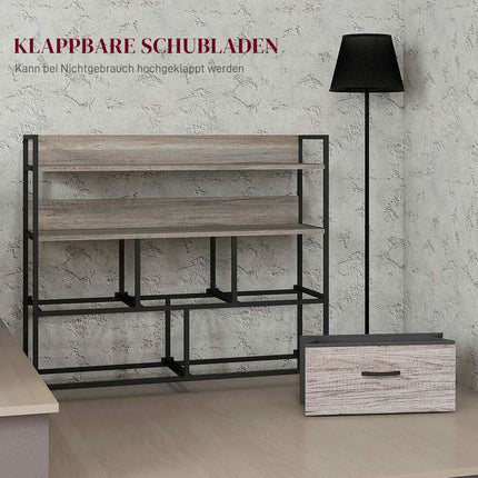 Stoffschrank mit 5 Schubladen und 2 Regalböden, grau