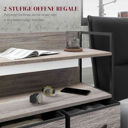 Stoffschrank mit 5 Schubladen und 2 Regalböden, grau
