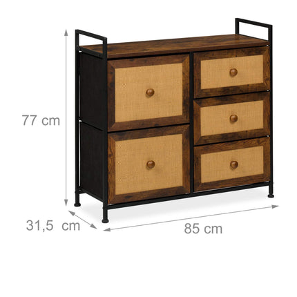 Commode met 5 laden in rotanlook