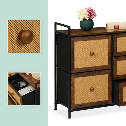 Commode met 5 laden in rotanlook