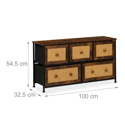 Chest of 5 drawers in rattan look