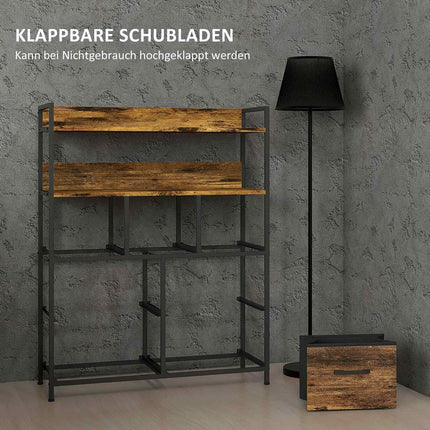 Rustikaler brauner Stoffschrank - 7 Schubladen, 2 Ablagen