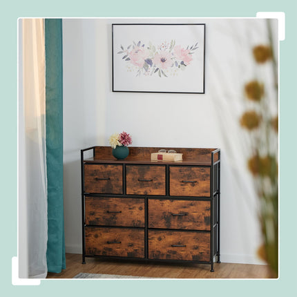 Chest of Drawers with 7 Fabric Storage Bins