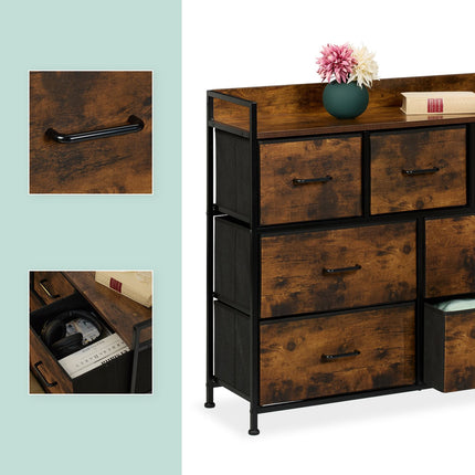 Chest of Drawers with 7 Fabric Storage Bins
