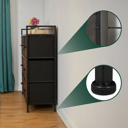 Chest of Drawers with 7 Fabric Storage Bins