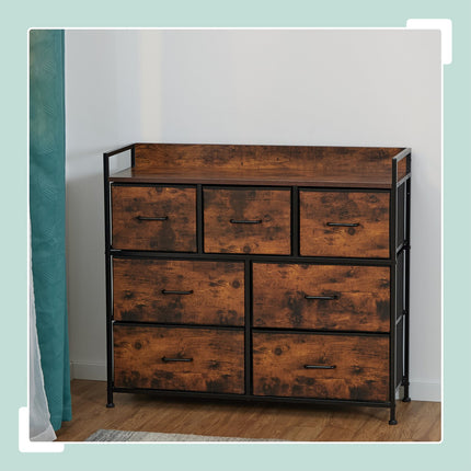 Chest of Drawers with 7 Fabric Storage Bins