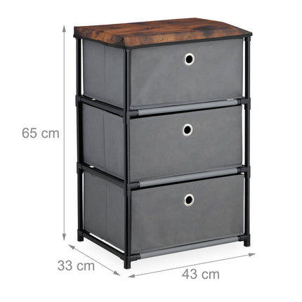 Chest of drawers in wooden design with fabric drawers