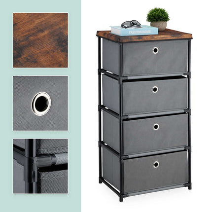 Kommode im Holzdesign mit Stoffschubladen
