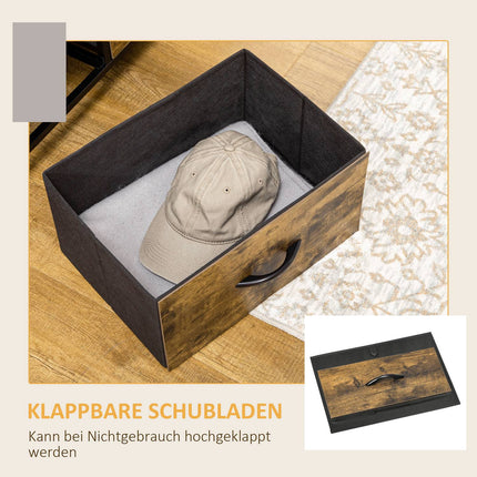 Industrielles Sideboard mit 6 Stoffschubladen & 2 Ablagen, Rustikales Braun