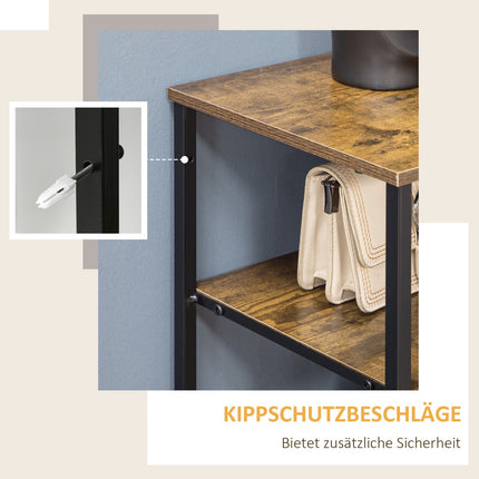 Industrielles Sideboard mit 6 Stoffschubladen & 2 Ablagen, Rustikales Braun