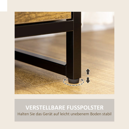 Industrielles Sideboard mit 6 Stoffschubladen & 2 Ablagen, Rustikales Braun