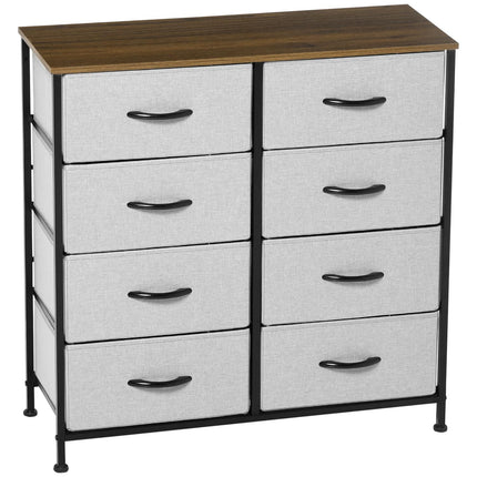 Gray sideboard with 8 fabric drawers and worktop