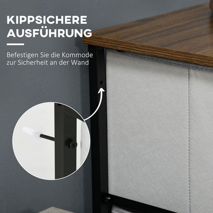 Gray sideboard with 8 fabric drawers and worktop