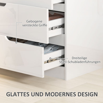 Hochglanzweiße Kommode mit 4 Schubladen, 60x40x85cm