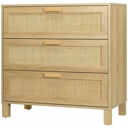 Kommode in Rattanoptik, 3 Schubladen, Kippschutz, 80x40x80cm