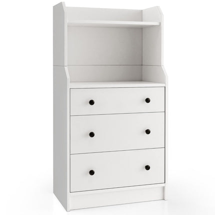 Chest of drawers with 3 drawers & shelves & anti-tip device Drawer cabinet White