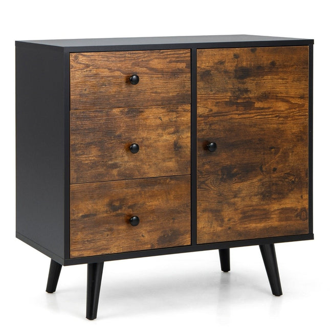 Kommode mit Tür &amp; 3 Schubladen &amp; verstellbarem Boden &amp; kippsicherem Sideboard 73 x 40 x 76,5 cm