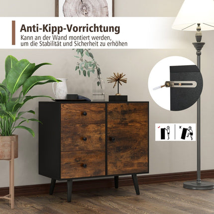 Kommode mit Tür &amp; 3 Schubladen &amp; verstellbarem Boden &amp; kippsicherem Sideboard 73 x 40 x 76,5 cm