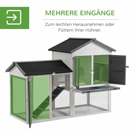 Winter-proof 2-level chicken house with nesting box and ramp