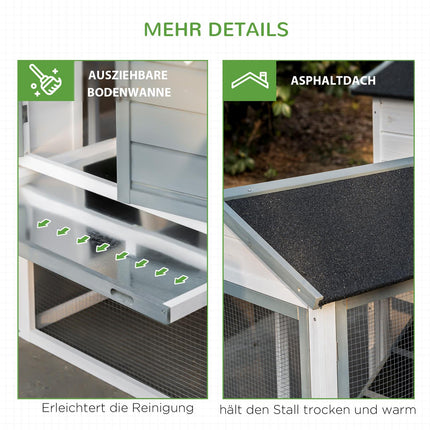 Winter-proof 2-level chicken house with nesting box and ramp