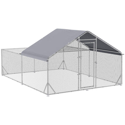 Free-range chicken house with sun protection, steel, 400x300x195 cm