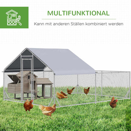 Free-range chicken house with sun protection, steel, 400x300x195 cm