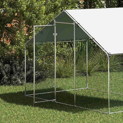 Poulailler d'extérieur 3 x 1,7 x 1,9 m avec serrure, poulailler en acier galvanisé avec toit étanche et anti-UV, poulailler d'extérieur pour poules, petits animaux et plantes, argenté