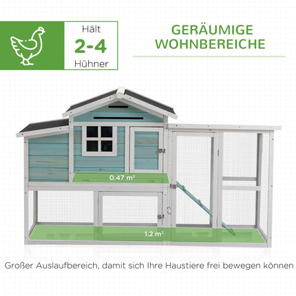Winterfester Hühnerstall auf 2 Ebenen mit Nistkasten und Rampe