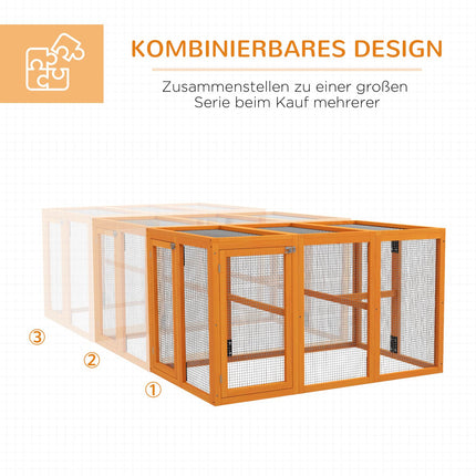 Hühnerstall für 1-3 Hühner, Holzrahmen, Stahldraht, erweiterbar